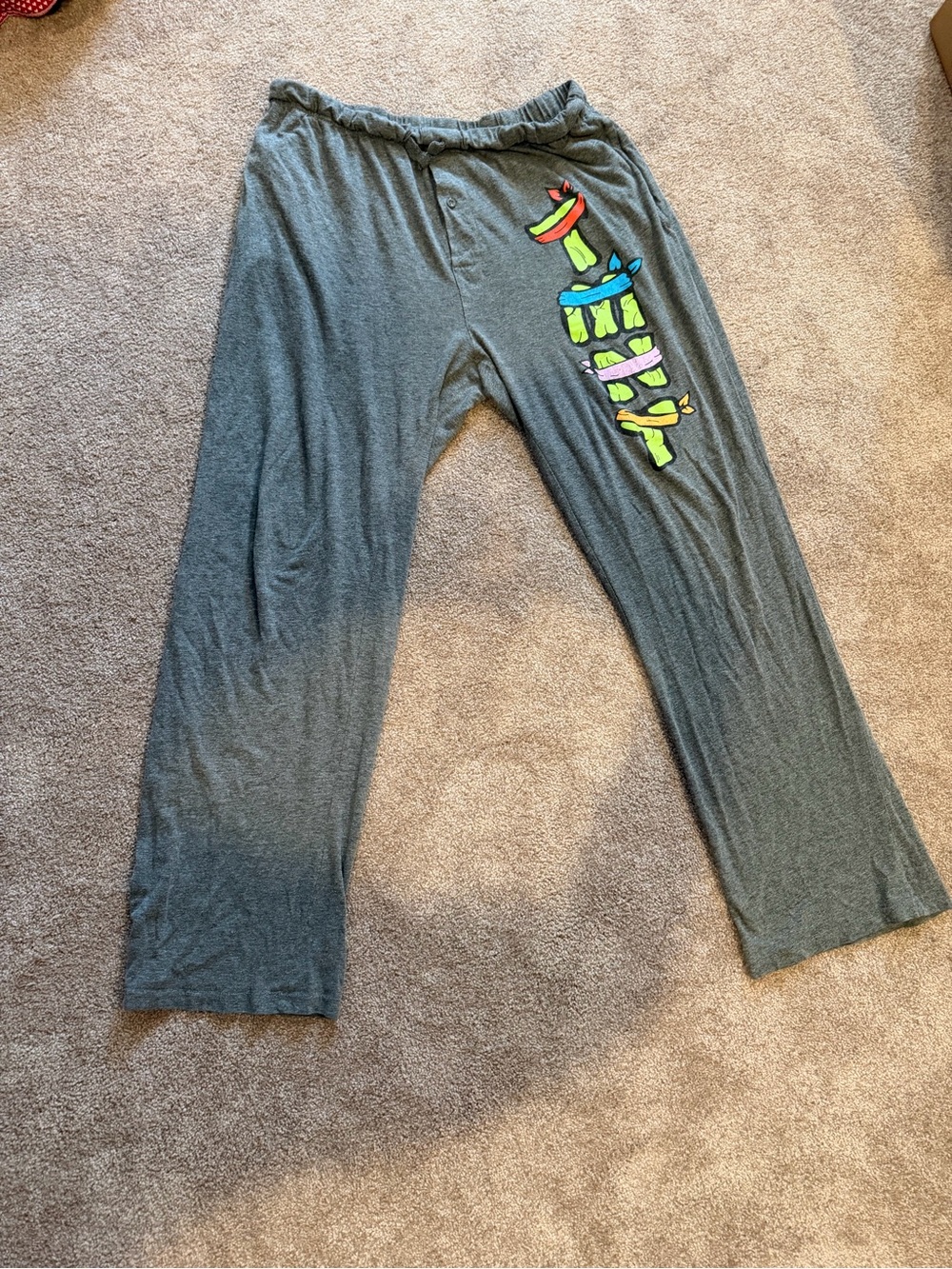 TMNT Gray Lounge Pajama Pants Adult XL Nickelodeon Soft